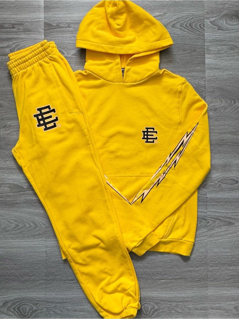 Eric Emanuel Yellow Sweat Suit Hoodie Jogger Set Size Medium